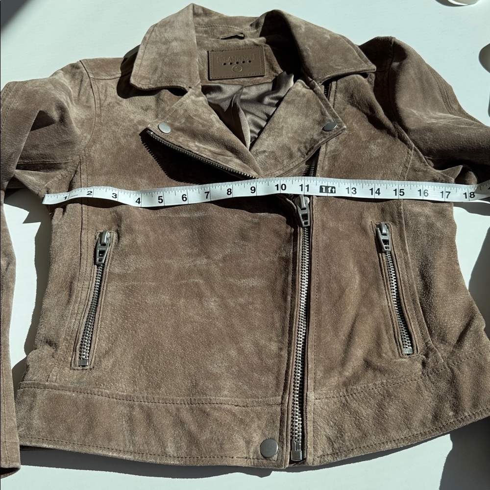 Blank NYC Taupe Light Brown Leather Moto suede Jacket size Small - Picture 12 of 13
